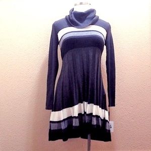 Calvin Klein Long Sleeve Color Block Sweater Dress
